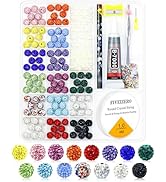 210PCS FIVEIZERO Rhinestone Beads Set, 10mm Sparkly Crystal Clay Baseball Necklace Beads for Jewe...