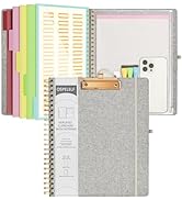 Ospelelf Foldable Spiral Clipboard Folio with Zipper Pouch, 5 Plastic Folders with 10 Pockets,Ref...