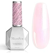 MelodySusie Shimmer Pearl Pink Gel Nail Polish, 0.5fl oz Soak Off UV LED Jelly Holographic Pink G...