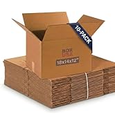 BOX USA Moving Boxes Medium 18"L x 14"W x 12"H 10-Pack | Corrugated Cardboard Box for Shipping, M...
