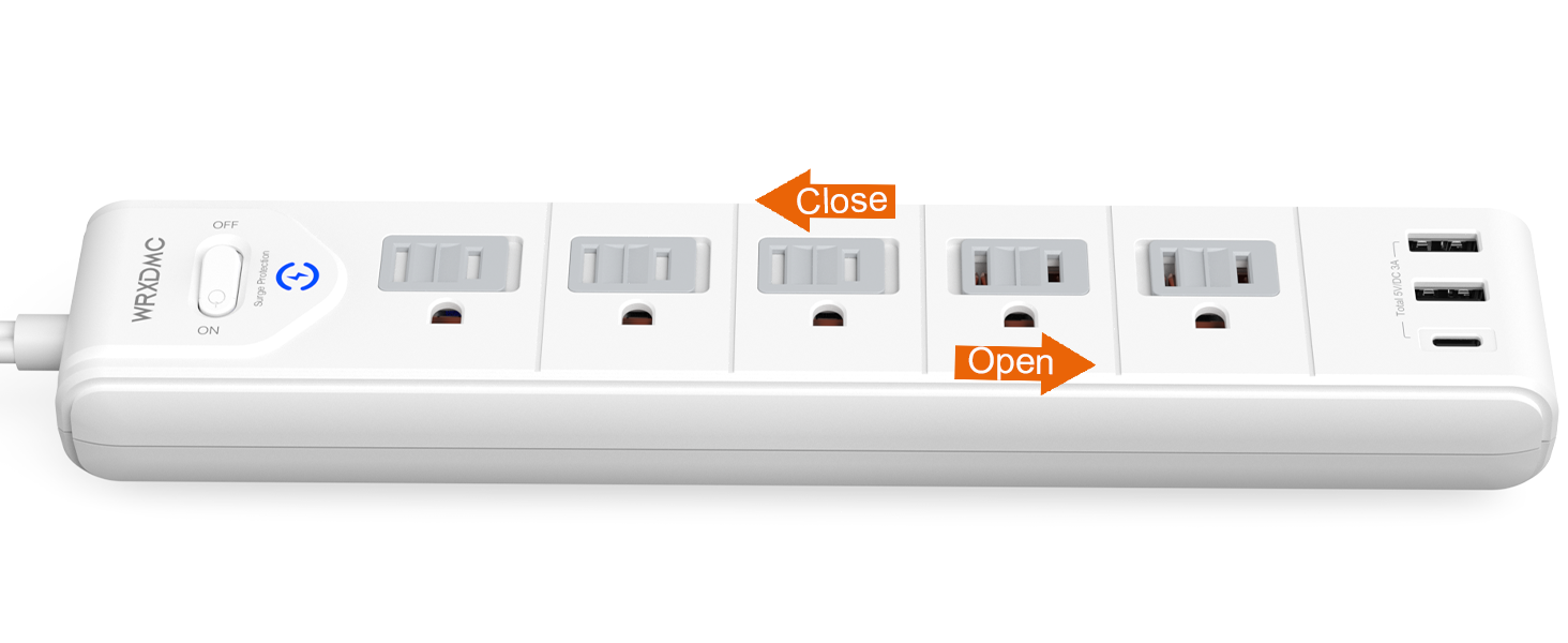 2 Prong Power Strip, WRXDMC 2 Prong to 3 Prong Outlet Adapter, 1400J Two Prong Surge Protector