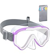 Vvinca Kids-Goggles with Nose Cover, Diving Mask Elastic Fabric Strap Anti Fog Anti Shattered Len...