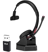 MAIRDI Bluetooth Headset with Microphone Noise Canceling, Mono Wireless Headset for Office Call C...