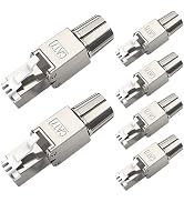 NataLink Cat7 Cat6A RJ45 Connector 6-Pack, Tool-Free Zinc Alloy Shielded Ethernet Termination Plu...