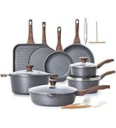 SENSARTE Nonstick Cookware Set 23-Piece, Non Stick Pots and Pans Set with Swiss Granite Coating, ...