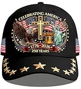 250 Anniversary USA Hat,Eagle Liberty Cross Printed Pattern,America 250th Merchandise,Adjustable ...