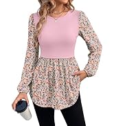 WIHOLL Women's Long Sleeve Tunic Tops Crew Neck Babydoll Peplum Blouses Fall Fashion 2026