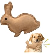 SPOT Dura-Fused Leather Rabbit Dog Toy – Real Leather &amp; Jute, Double-Stitched, Durable Squeaky Ch...