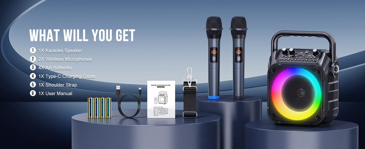 Karaoke Machine Mini Karaoke Machine Portable Bluetooth Speaker Karaoke Machine for Adults LED Night