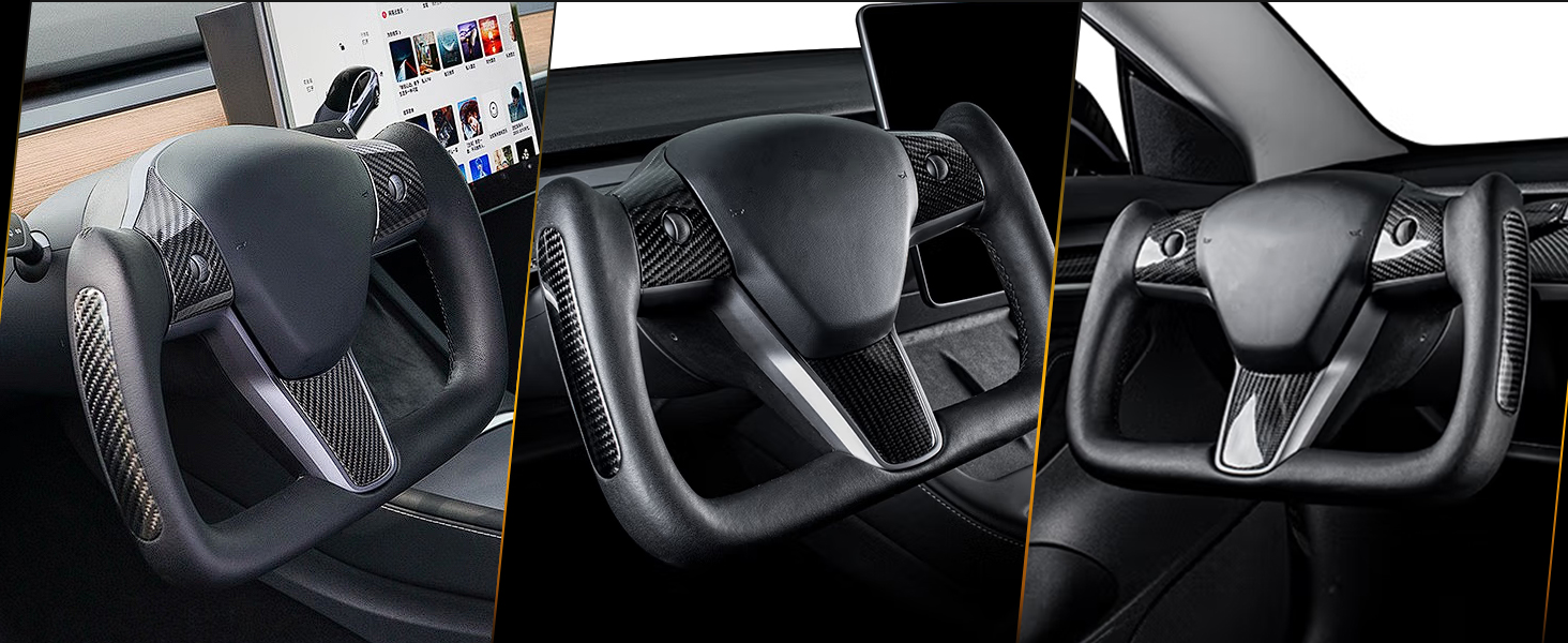 Yoke Steering Wheel for Model 3/Y-2017-2023 Personalized, Modified Real Carbon Fiber Steering Wheel