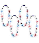 Windy City Novelties 46" LED Light Up Patriot Bead Necklaces in Red, Blue, White with 3 LED Light...