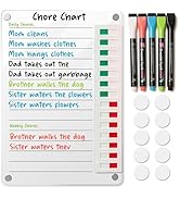 Transparent Magnetic Chore Chart – Erasable Dry Erase Board Calendar for Fridge – Includes 5 Fine...