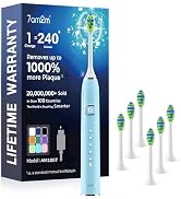 7AM2M Sonic Electric Toothbrush for Adults&amp;Kids, Type-C Charging Run for 120 Days, with 6 Brush H...
