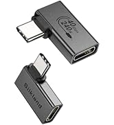Silkland 90 Degree USB C Right Angle Adapter 2 Pack, 240W 40Gbps Male to Female USB-C Adapter Ext...