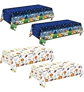 LINHAXM 4 Pack Sports Tablecloths, 54 x 108 Inch, Multicolor, Rectangular, Plastic, Sports Party,...