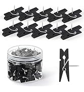 GOOLADA Wooden Push Pins Clips 50pcs Black Push Pins for Bulletin Board Cute Push Pin for Corkboa...