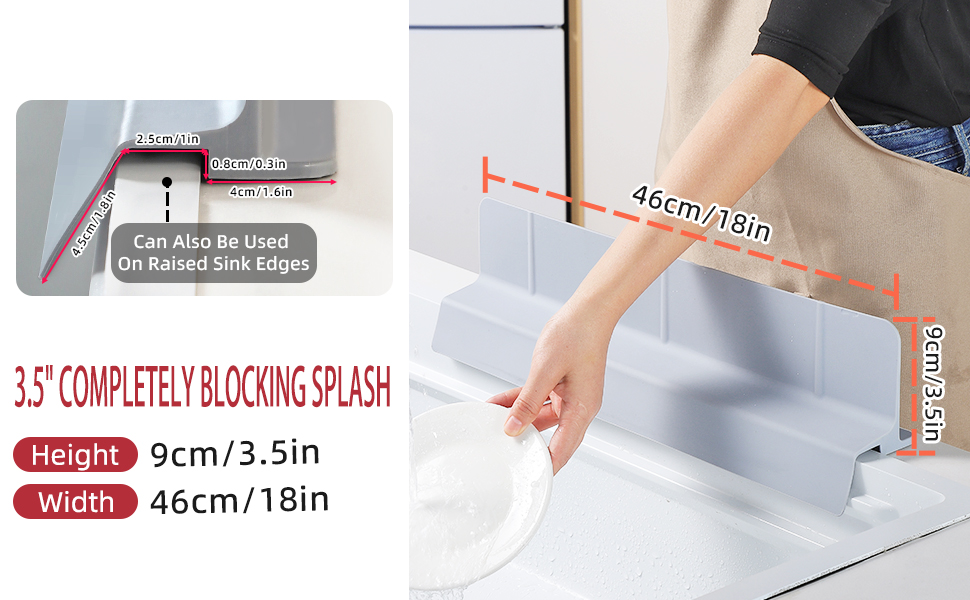 18&amp;#34; Upgraded Silicone Sink Splash Guard Grey