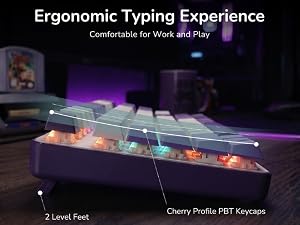 RK ROYAL KLUDGE RK920 keyboard ergonomic full-size design for long work sessions, reducing fatigue