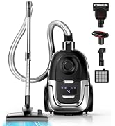 Zefiro Max 1600W Multi-Surface Bagless Canister Vacuum Cleaner, 40kPa Suction, Lightweight Corded...