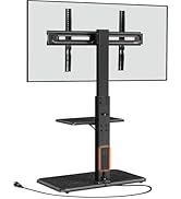 Perlegear Floor TV Stand with Power Outlet, Universal TV Stand for 32-75 inch TVs up to 110 lbs, ...