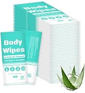 Individually Wrapped Body Wipes - Bulk Bath Wipes for Men &amp; Women - Large, Disposable, No Rinse -...