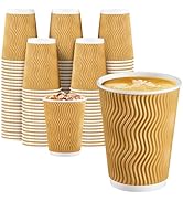 SIUQ 12 oz Coffee Cups - 150 Pack, Insulated Disposable Paper Cups 12 oz, Corrugated Ripple Wall ...