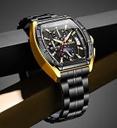 OLEVS Watches Men Chronograph Waterproof Rectangle Face Moon Phase Stainless Steel Strap Dress Wa...