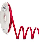Ribbli Red Satin Ribbon,Double Faced Satin 1/4 inch x Continuous 50 Yards,Red Ribbon Use for Bows...