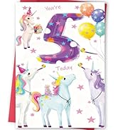 FANCYLUCKY Happy 5th Birthday Card Gift for Girls, Cute 5 Year Old Birthday Decoration for Daught...