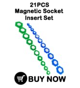 JEUCLEL 21PCS Magnetic Socket Insert Adapter Set with Hexagon Profile, 10 SAE Sizes (5/16-7/8 inc...