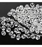Dowarm 1000PCS Crystal Bicone Beads 4mm, Bulk Small Faceted Bicone Glass Beads for Jewelry Making...