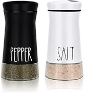Farmhouse Salt and Pepper Shakers with Adjustable Pour Holes, Refillable Salt Shaker by Aelga, Pe...