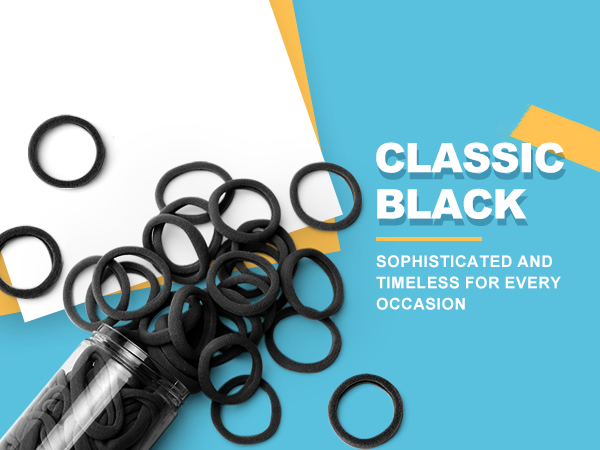 Seamless Hair Ties, Cotton Cloth Fabric Black Hair Bands, Soft Large Ponytail Holder for women Hair