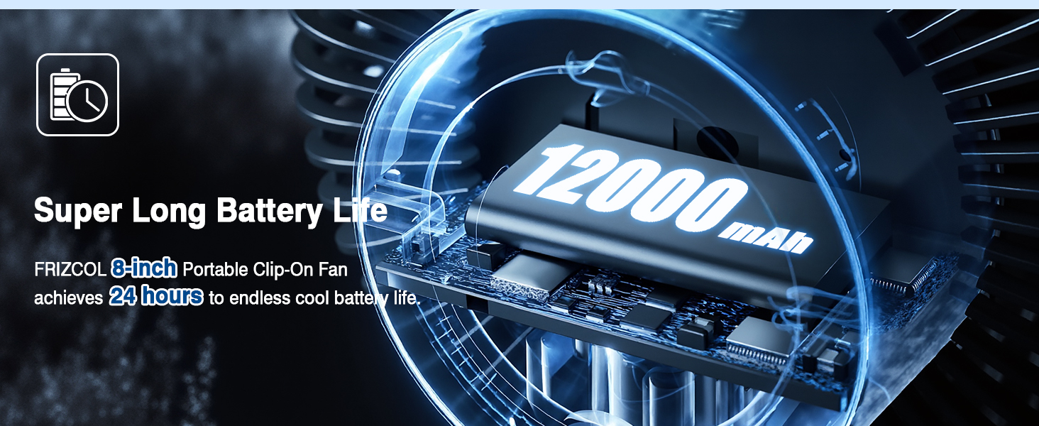 12000mAh battery fan