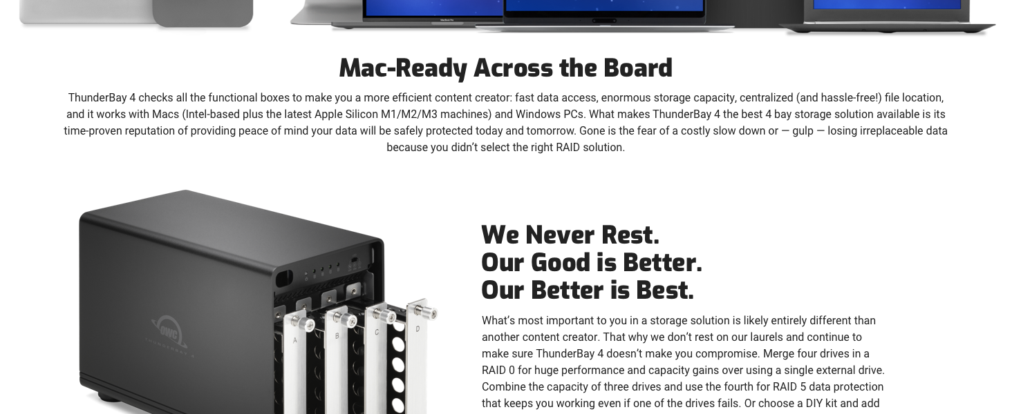 ThunderBay 4 Thunderbolt 3 RAID 2 4 5 10 SOFTRAID EXTERNAL STORAGE SOLUTION SSD HDD 2.5” 3.5”