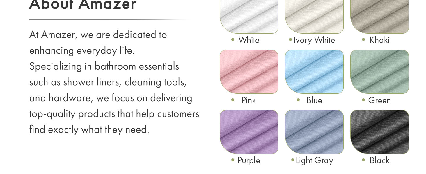 Amazer White Shower Liner Cloth Waterproof