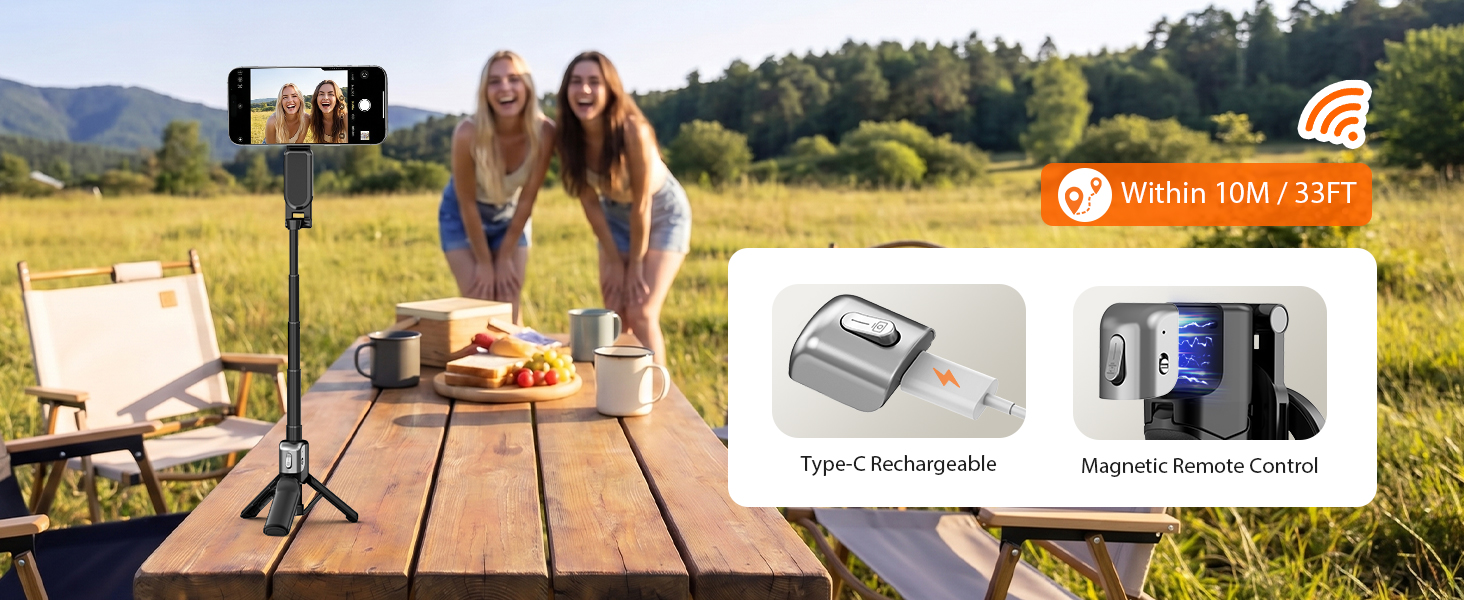 Magnetic Phone Selfie Stick Tripod with Wireless Remote