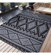OLANLY Outdoor Rug Waterproof 5x8 ft, Reversible Outdoor Plastic Straw Rug, Boho Patio Rug, Indoo...
