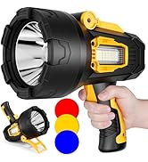 Rechargeable Spotlight, 99000 Lumens Super Bright Led Spotlights Flashlight with Cob Light &amp; Fold...