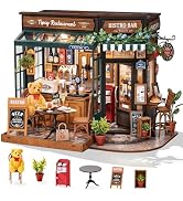 Rolife DIY Miniature House Kit 1:18 Coffe&amp;Bar Dollhouse Diorama Model, Build Mini House Building ...
