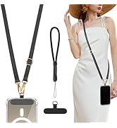 TiMOVO Phone Crossbody Strap, Adjustable Phone Lanyard with 1× Leather Phone Strap, 1× Wrist Stra...
