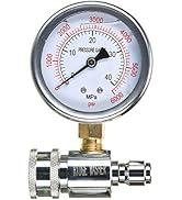 RIDGE WASHER Pressure Washer Gauge with 3/8 Inch Quick Connect Socket and Plug, 6000 PSI