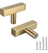 LONTAN 6 Pack Kitchen Cabinet knobs Gold knobs Square Brushed Brass Cabinet Hardware for Bathroom...