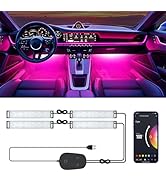 RGB Car Interior Lights with 2-Line Design, App and Controller, USB, Color Changing LED Footwell ...
