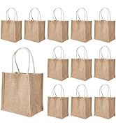 BENECREAT 12 Pcs Mini Burlap Jute Tote Bags with Handle, Natural Linen Burlap Tote, Reusable Mini...