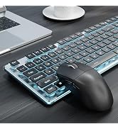 SEUNKWANG EWEADN X7S Wireless Keyboard and Mouse with Pudding Keycaps, Metal Panel, 2.4G Recharge...