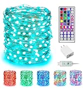 Minetom Upgraded Color Changing Fairy String Lights - 33 ft 100 LED 24 Colors USB Silver Wire Lig...
