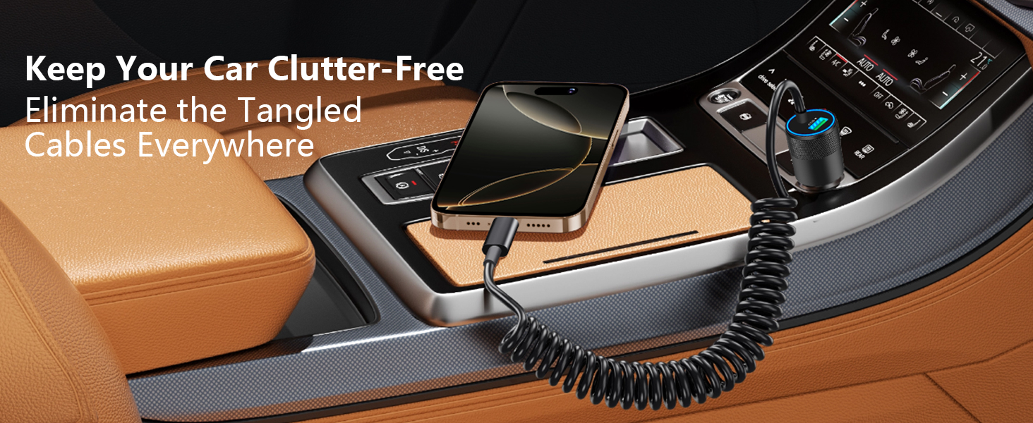 Apple MFi Certified 75W USB C PD&amp;QC Car Power Cigarette Lighter iPhone 16 Car Charger Fast Charging