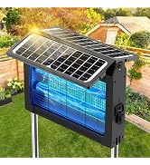 Solar Bug Zapper Outdoor, 4500V Electric Mosquito Zapper with Dual Solar Panels &amp; USB Charging, A...