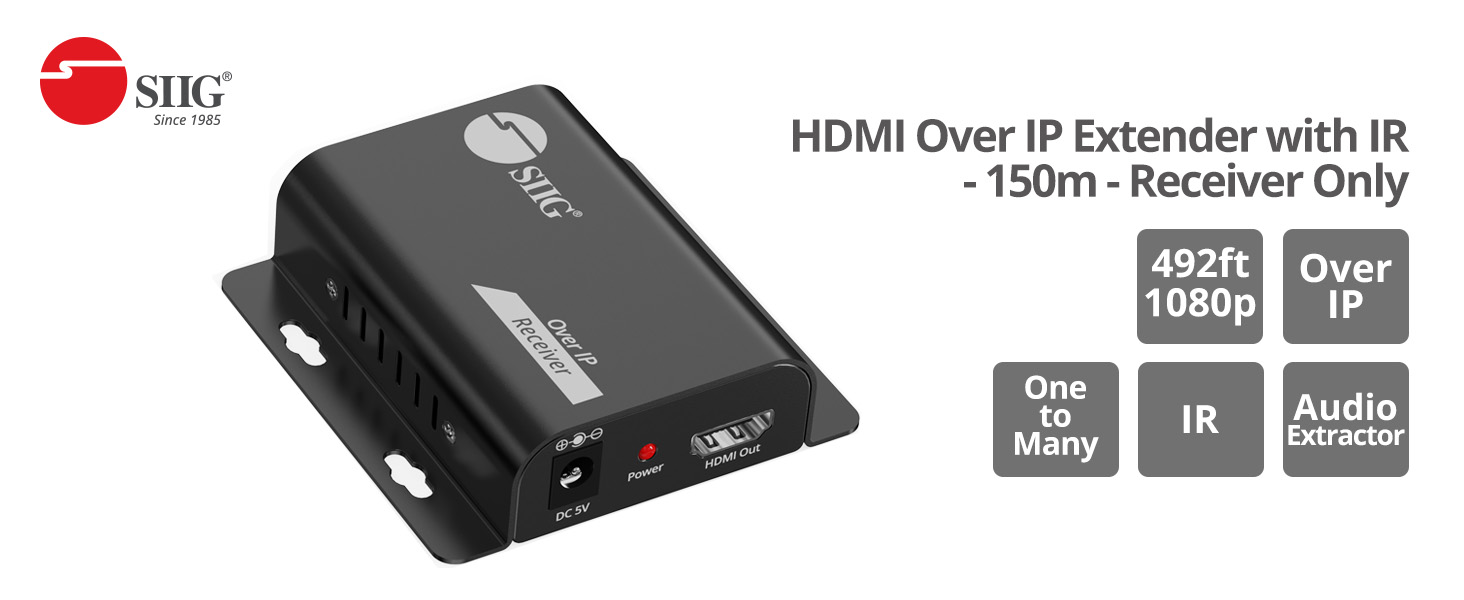 HDMI Over IP Extender with IR-Receiver